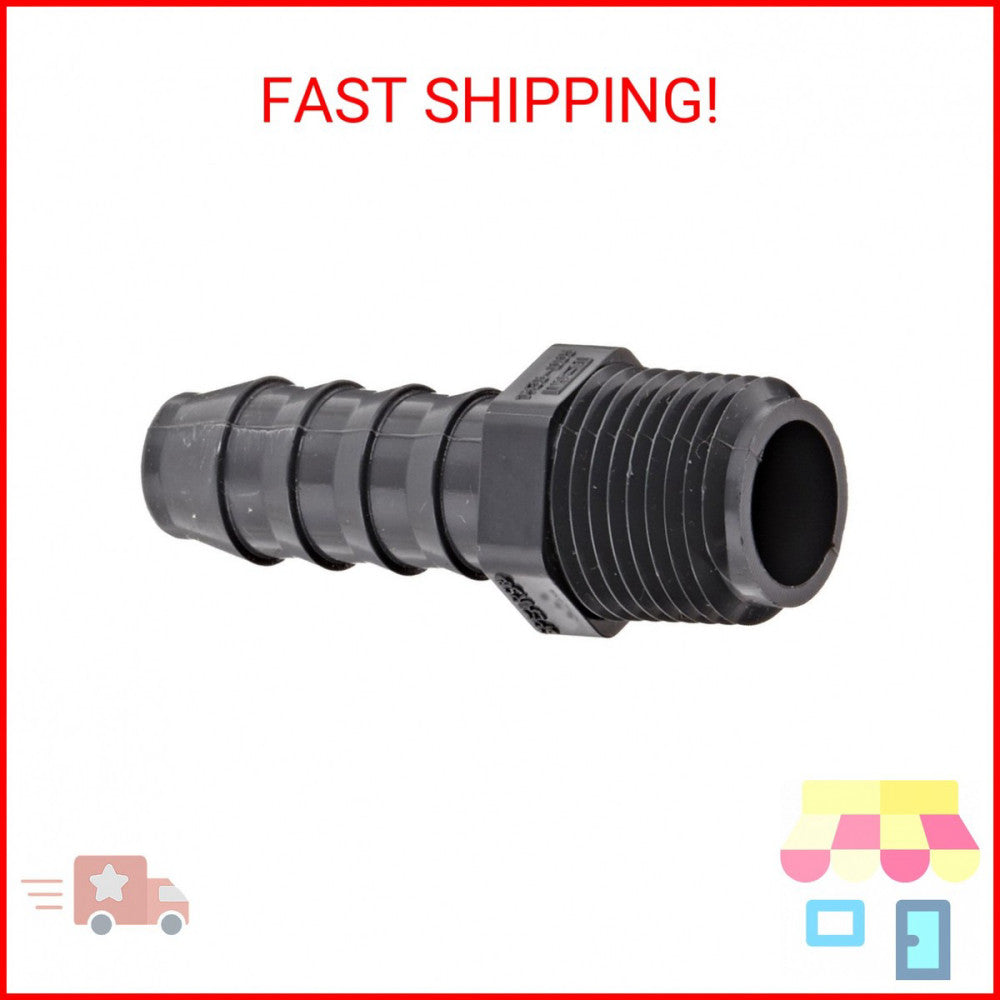 Spears 1436 Series PVC Tube Fitting, Adapter, Schedule 40, Gray, 1/2" Barbed x N