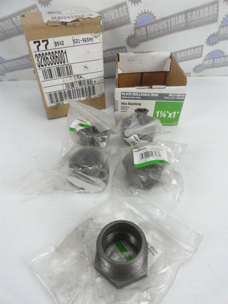 (Lot of 5) SOUTHLAND 521-965HN 1.25" X 1" Hex Bushing - BLACK STEEL (New)