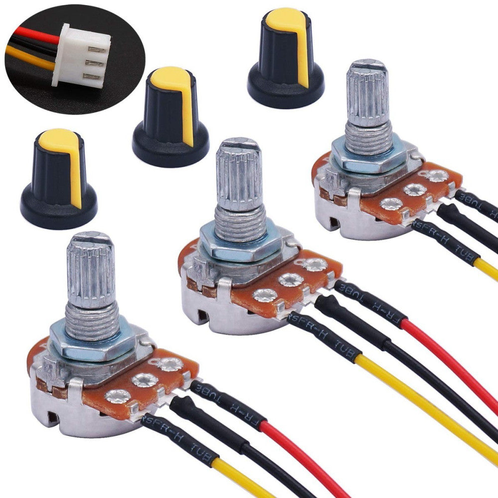 TWTADE 3PCS 50K Ohm Linear Taper Rotary Potentiometer WH148 B50K 3 Pin With X...