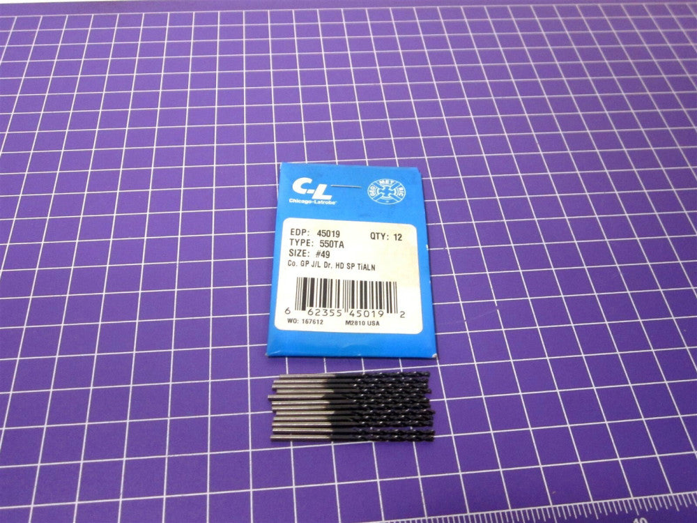 Chicago-Latrobe (45019) #49 135° Cobalt Jobber Drill TiAIN RH SP Pack Of 12