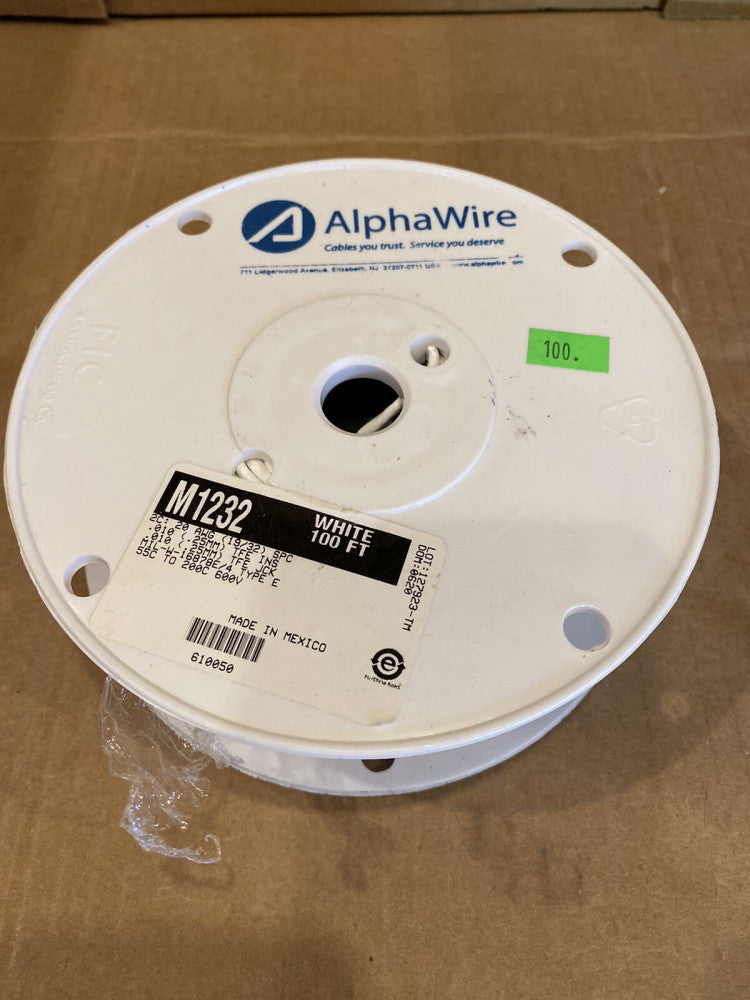 AlphaWire M1232 20AWG Silver Plated Copper PTFE 100FT MIL-W-16878E/4 Type E