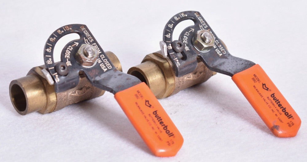 2 Count Milwaukee 1/2" Butterball Butterfly Solder On Valves BB2