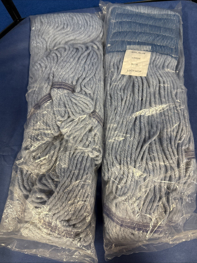 Blue Mop Head  1800L/Blue, Industrial Looped End Heavy Duty Large Washable (2)
