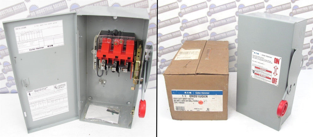 EATON - DH261UGKN - HEAVY DUTY SAFETY SWITCH w/NEUTRAL - Max 600V 30A 30HP 3W 