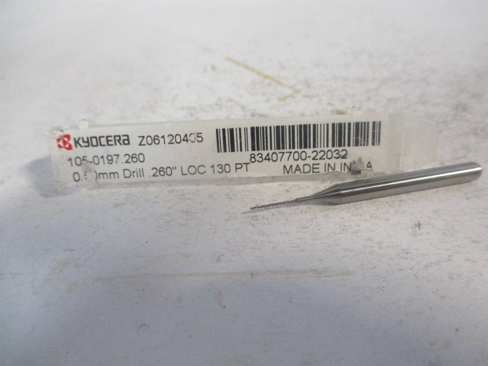 Kyocera (07257) 0.5mm x 1/8 x 1-1/2" 130° Spiral Circuit Board Drill Bit 