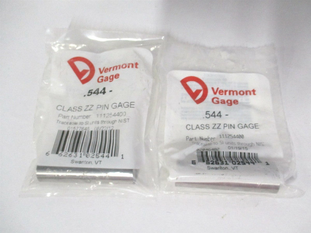Vermont Gage (111254400) 0.544" Diam Class ZZ Minus Plug & Pin Gage - Lot of 2
