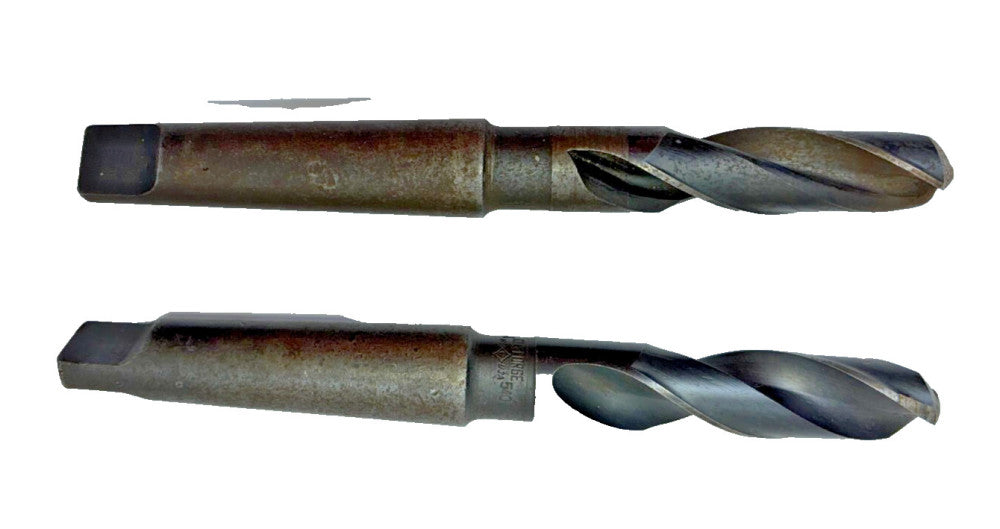 13/16" MORSE TAPER SHANK DRILL BIT, LOT OF 2, OAL 8-1/4", 8-1/8", SPIRAL 2 FLUTE