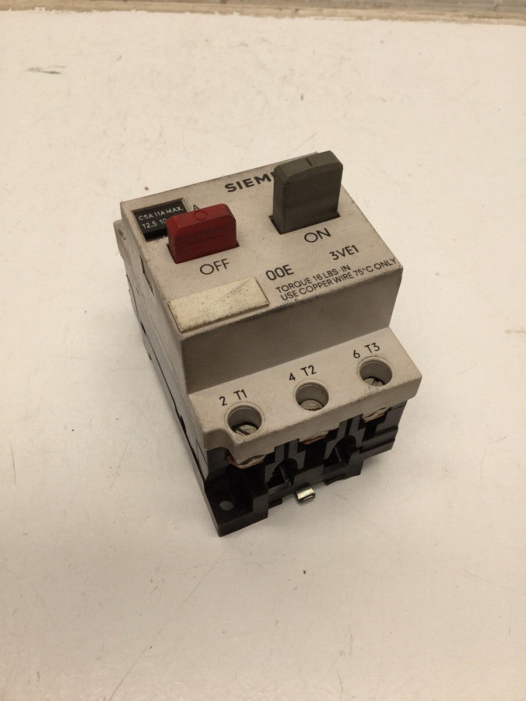 SIEMENS 3VE1000-8L Motor Starter, 8-12.5A