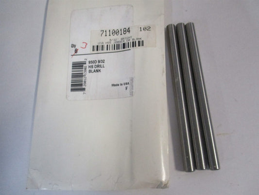 (950D 9/32) 9/32" x 4-1/4" OAL Bright Finish HSS Long Drill Blank - Pack of 3