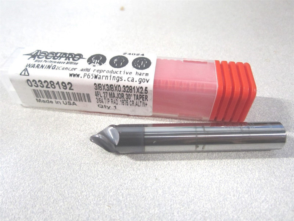 (14915621) 3/8" x 2-1/2" OAL Solid Carbide Taper Angle Barrel Cutter End Mill 