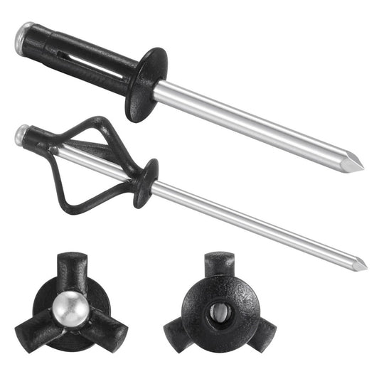 (180 pcs) Tri-Fold Rivets Assortment 5/32 * 1，Tri Grip Rivets，Black Aluminum ...
