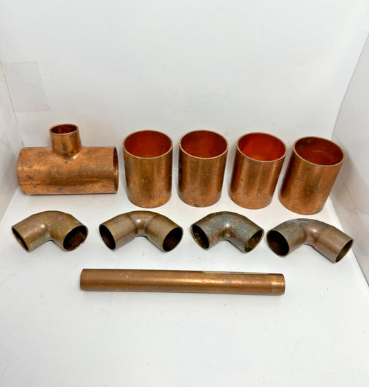 10pc Miscellaneous Copper Pipe Fittings Lot