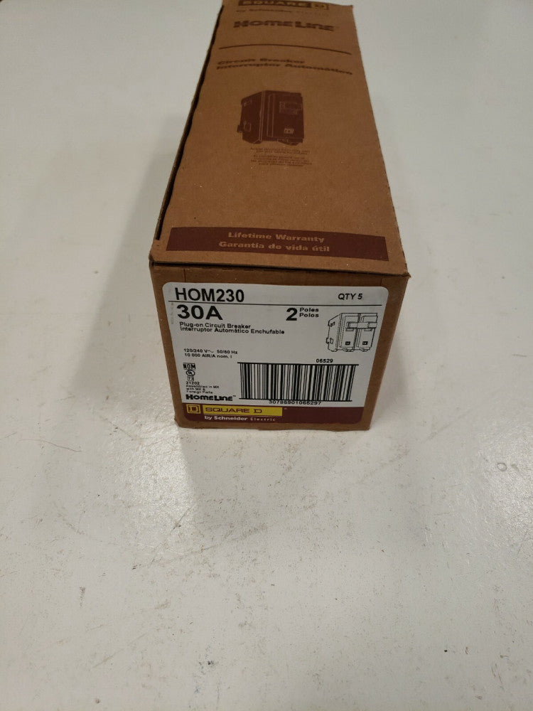 1 New Square D Hom230 Homeline 2 Doble Pole 30 Amp 120/240 Volts Circuit Breaker