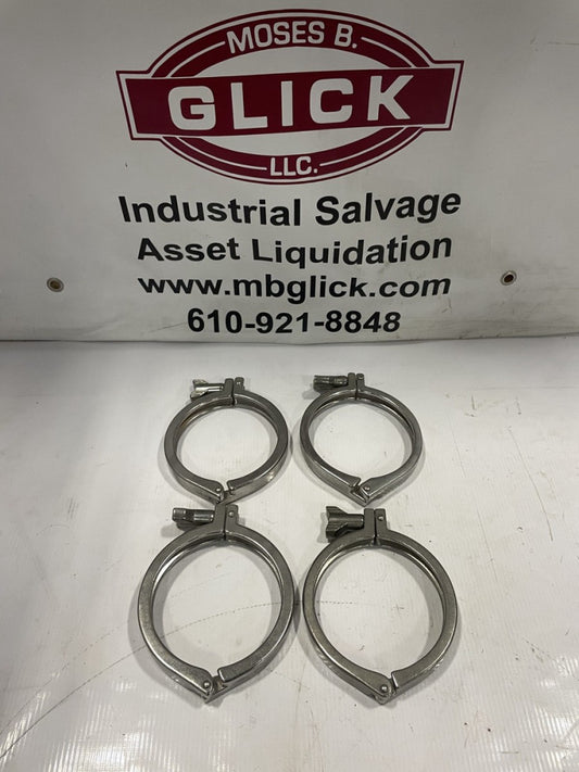 4” Stainless Steel Sanitary Tri-Clover Type Pipe Clamp / Fitting -lot of 4