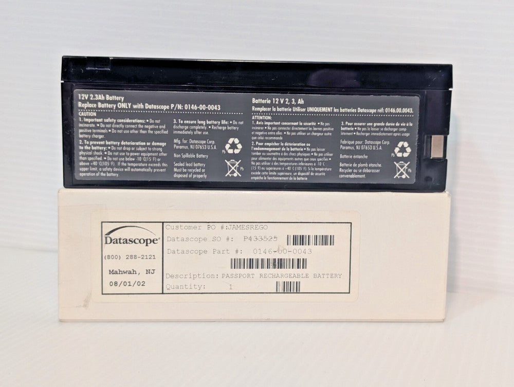 Passport Datascope 0146000043 Rechargeable Battery 12V, 2, 3 Ah, as shown