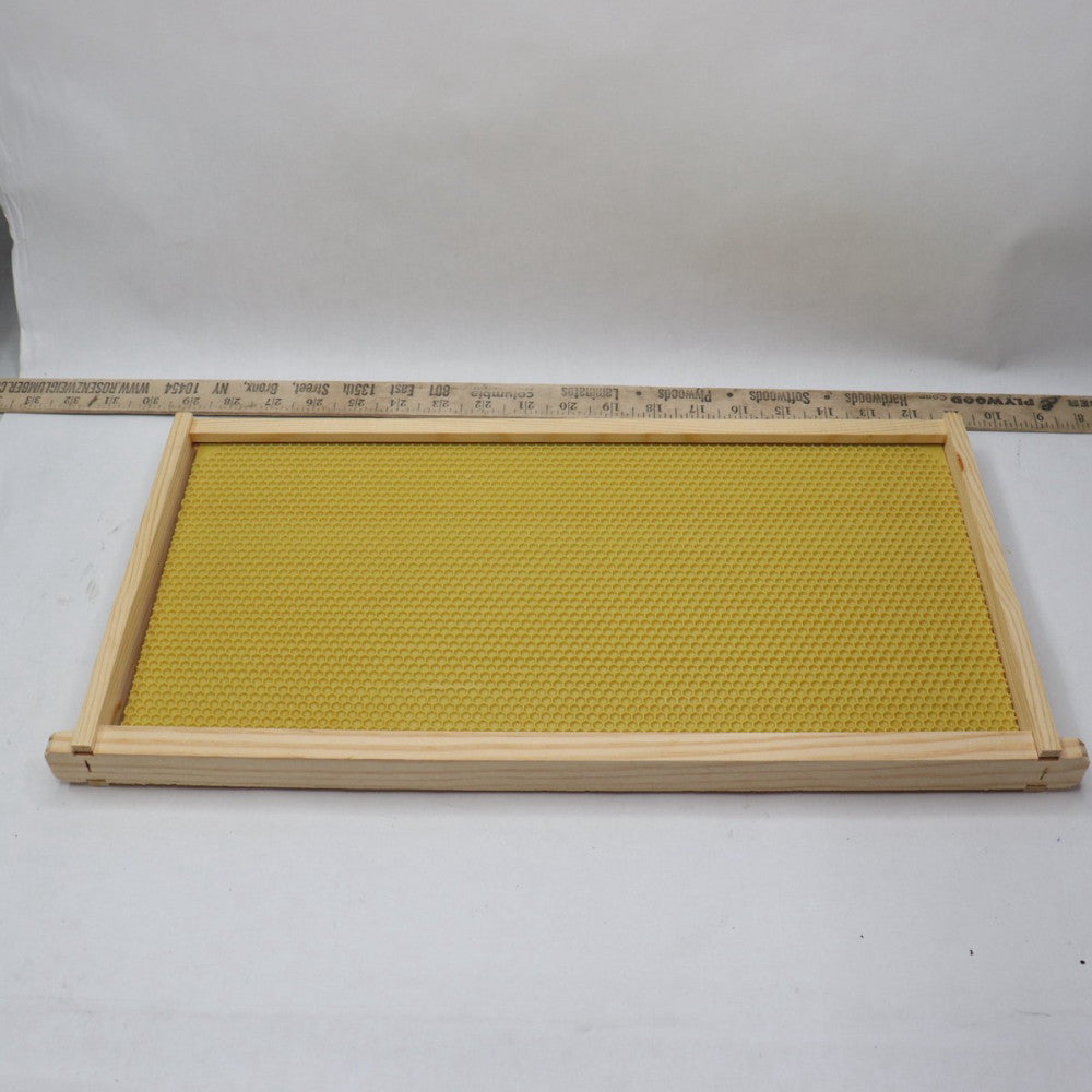 Deep Brood Beehive Frame with Wax Foundation Yellow 17-3/4" x 8-5/8"