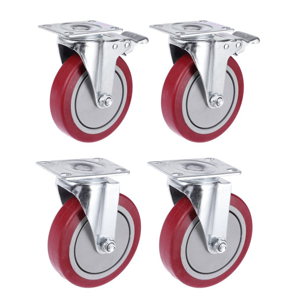 4PCS 5 Inch Jujube Red Anti-winding Universal Wheel Single- Casters