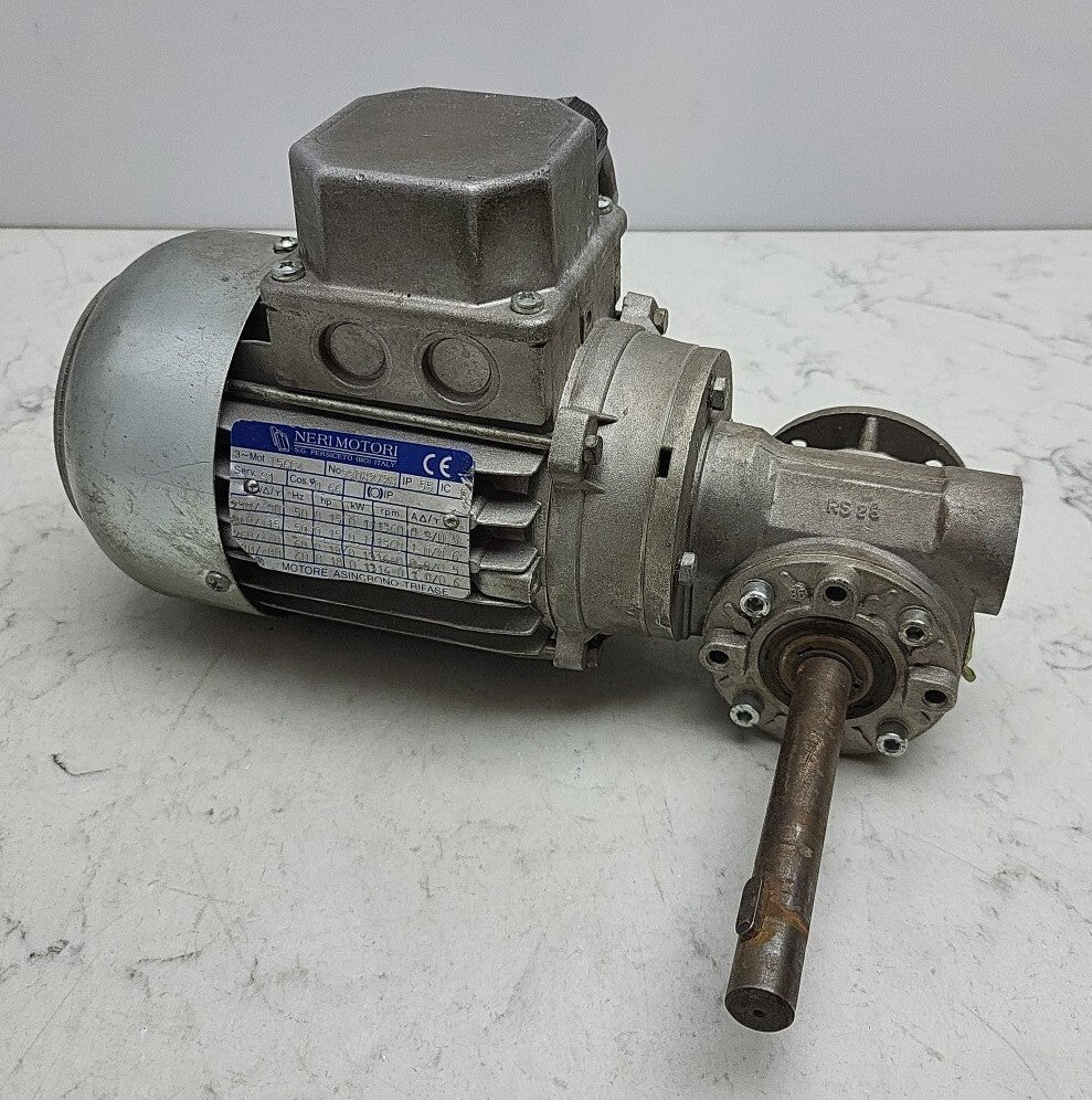 Neri Motor T56C4 Gearmotor w/ Varvel FRS28/FL Worm Gearbox 28:1 Ratio