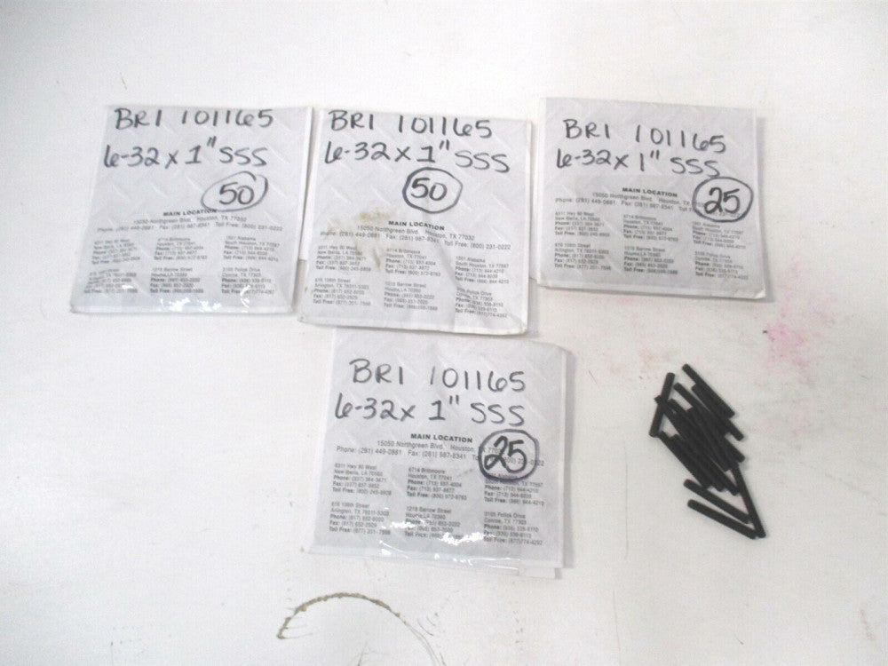 (101165) #6-32 UNC 1/16" x 1" OAL Alloy Steel Cup Point Set Screw - Lot of 166