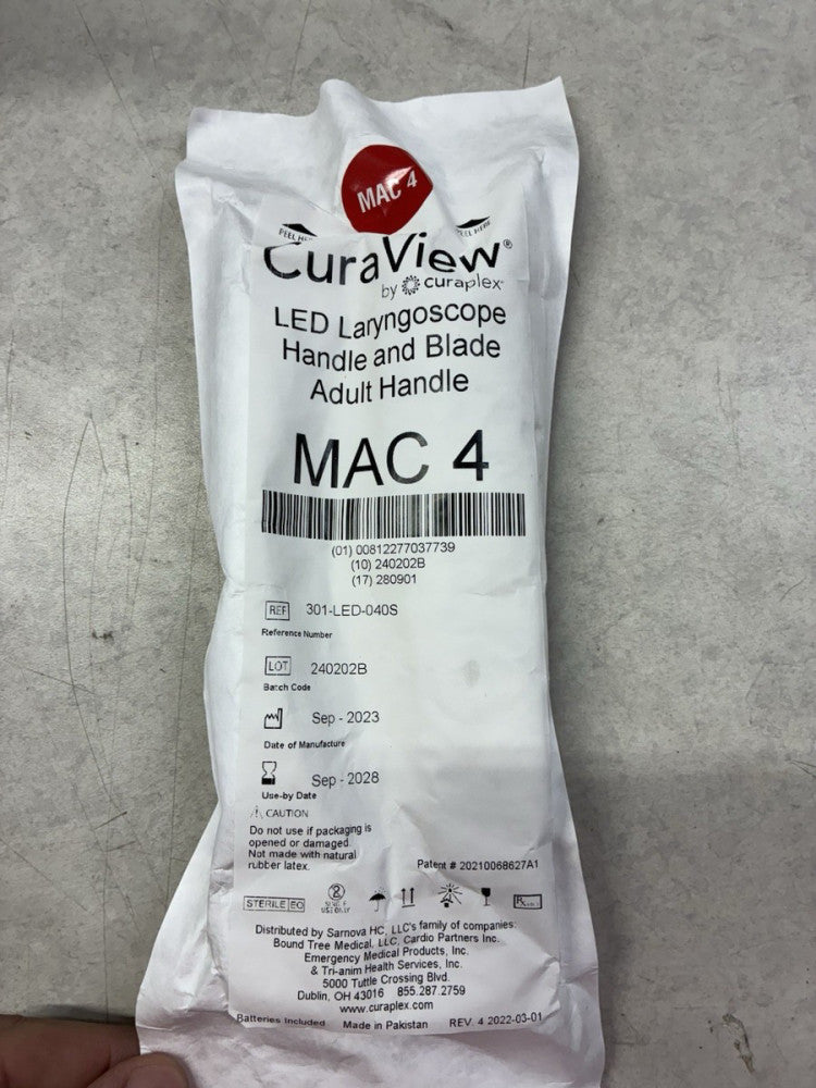 Curaplex CuraView LED Laryngoscope Blade & Handle (MAC 4) 2028 Expiration
