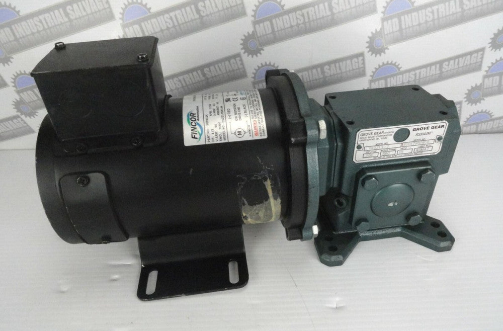FINCOR 1/3Hp, 5009324 Motor & GROVE GEAR 15:1 TMQ213-2 Gear Reducer