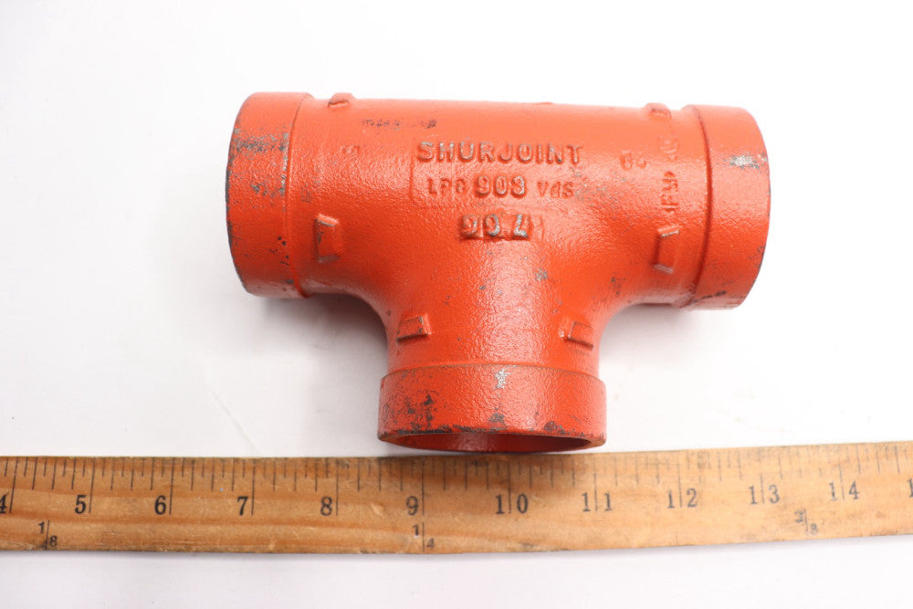 Shurjoint Grooved Tee Fitting Painted Orange 5" SJT712025P