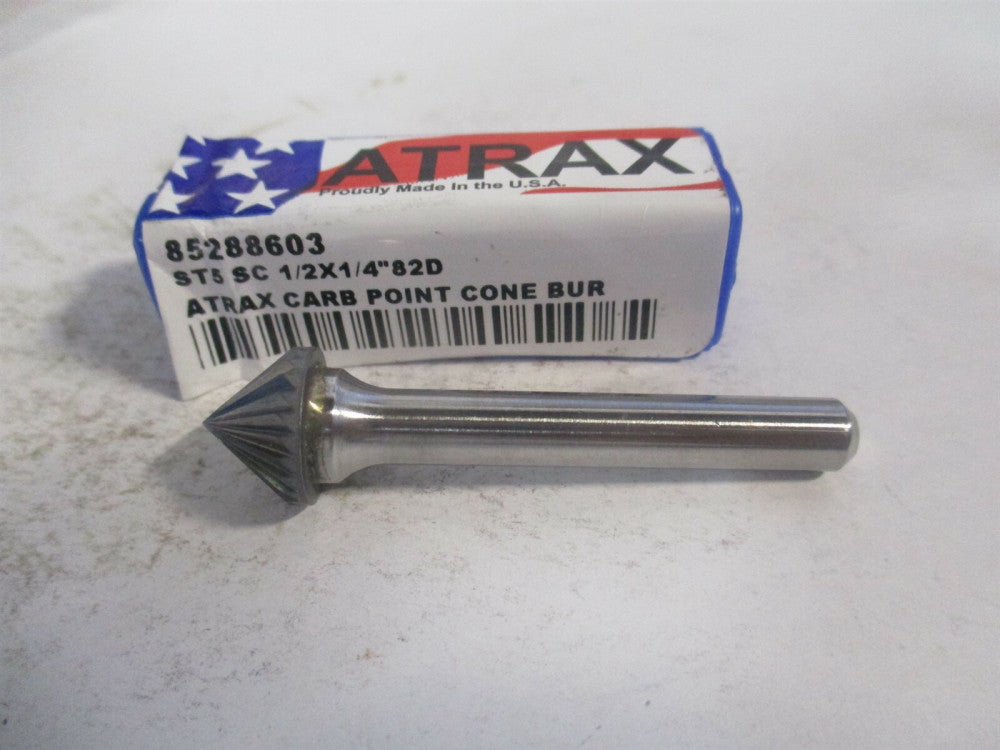 Atrax (ST-5SC-ATX) 1/2" x 1/4" x 1/4" ST-5 Carbide Single Cut Cone Burr 