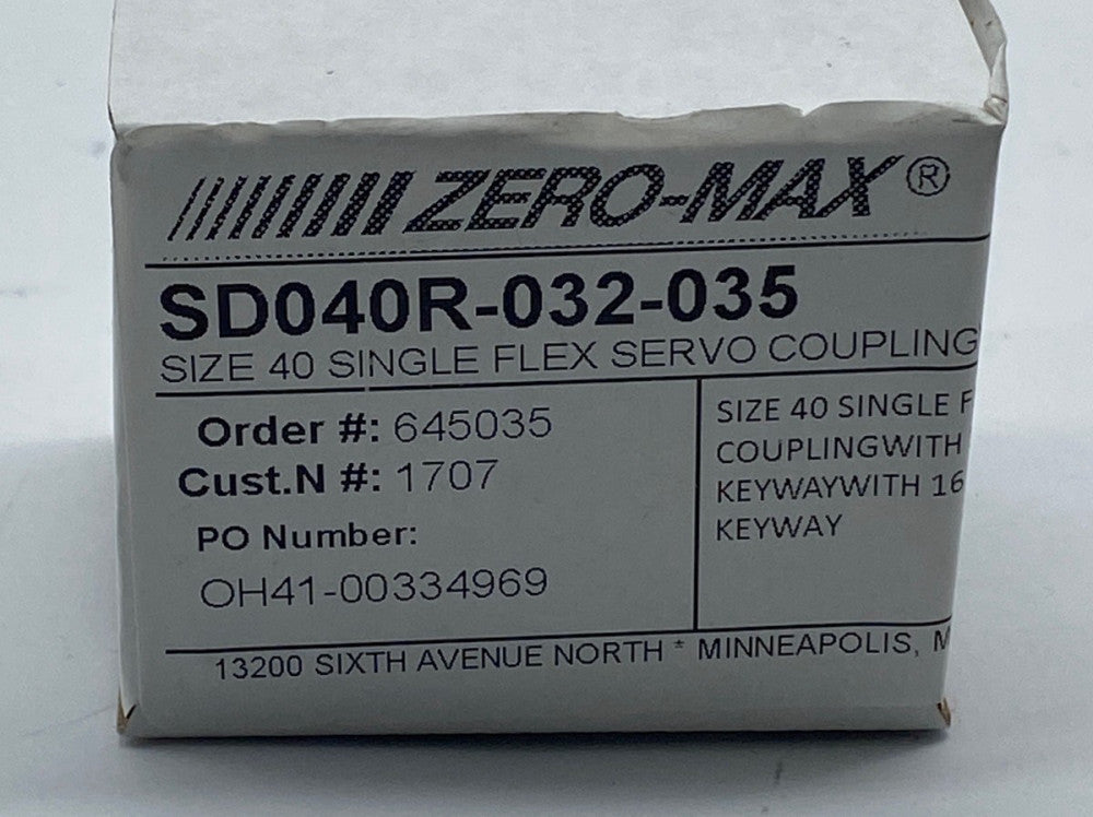 Zero-Max SD040R-032-035 Single Flex Servo Coupling, Size 40 15mm Bore 