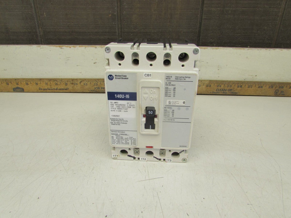 ALLEN BRADLEY 140U-I6C3-C50M, CIRCUIT BREAKER, 50A / 600V / 3P , XLNT TAKEOUT!