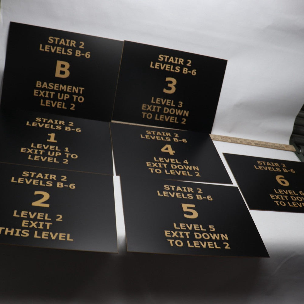 (7-Pk) Stair 2 Levels B-6 Basement Sign 12" x 9"