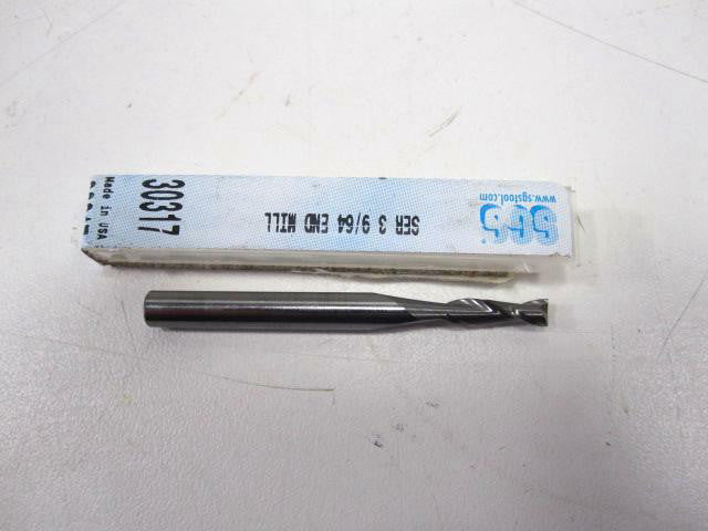 SGS 30317 Solid Carbide Right Hand 2 Flute 2" OAL 9/64" End Mill NEW