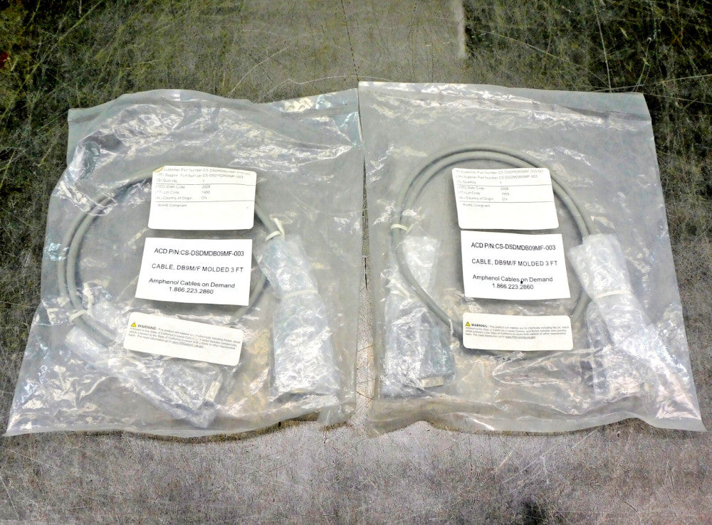 Amphenol CS-DSDMDB09MF-003 Computer Cables on Demand Lot of Two (2)