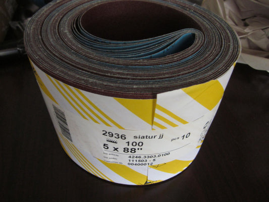 (Lot of 10) Blue Line Sia Abrasives 2936 5x88" 100 grit # 4246.3303.0100 (NEW)