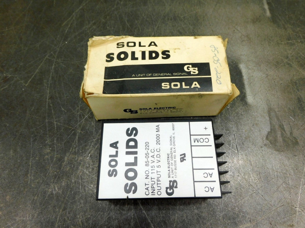 Sola Solids 85-05-220 Power Supply Input 115Vac Output 5 Vdc @ 2000 Ma