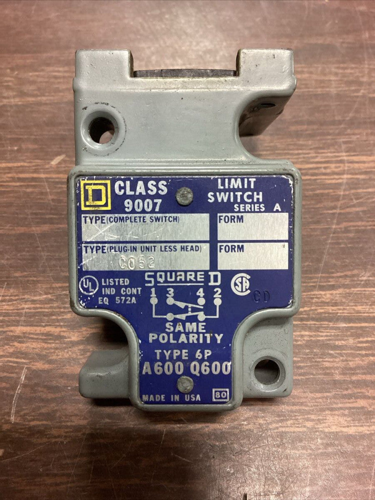 Square D Limit Switch Cover Class 9007 Type C052 6P A600 Q600 F34