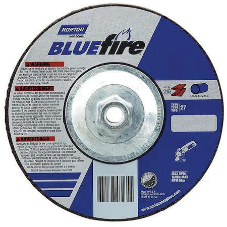 Norton Abrasives 66252843261 Depressed Center Grinding Wheel, Type 27, 9 In