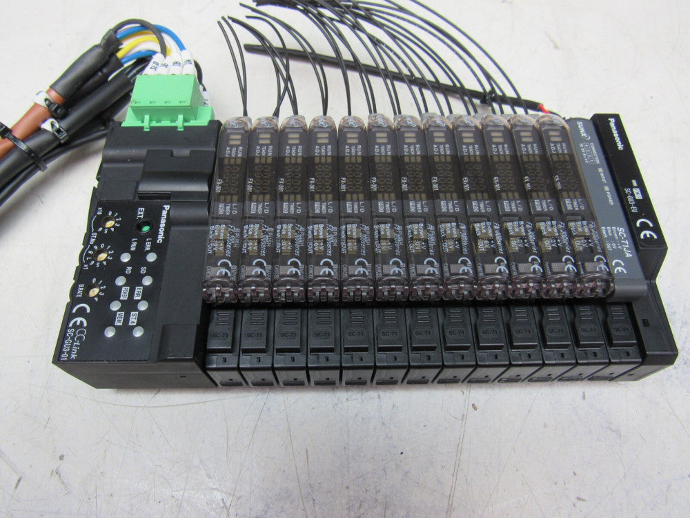 PANASONIC 24VDC CC-LINK UNIT SC-GU3-01 w/ 13 FIBER SENSOR MODULES XLNT !! M/O !!