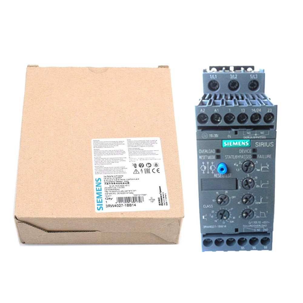 One Brand New SIEMENS 3RW4027-1BB14 Sirius Soft Starter 15Kw 400V 32A