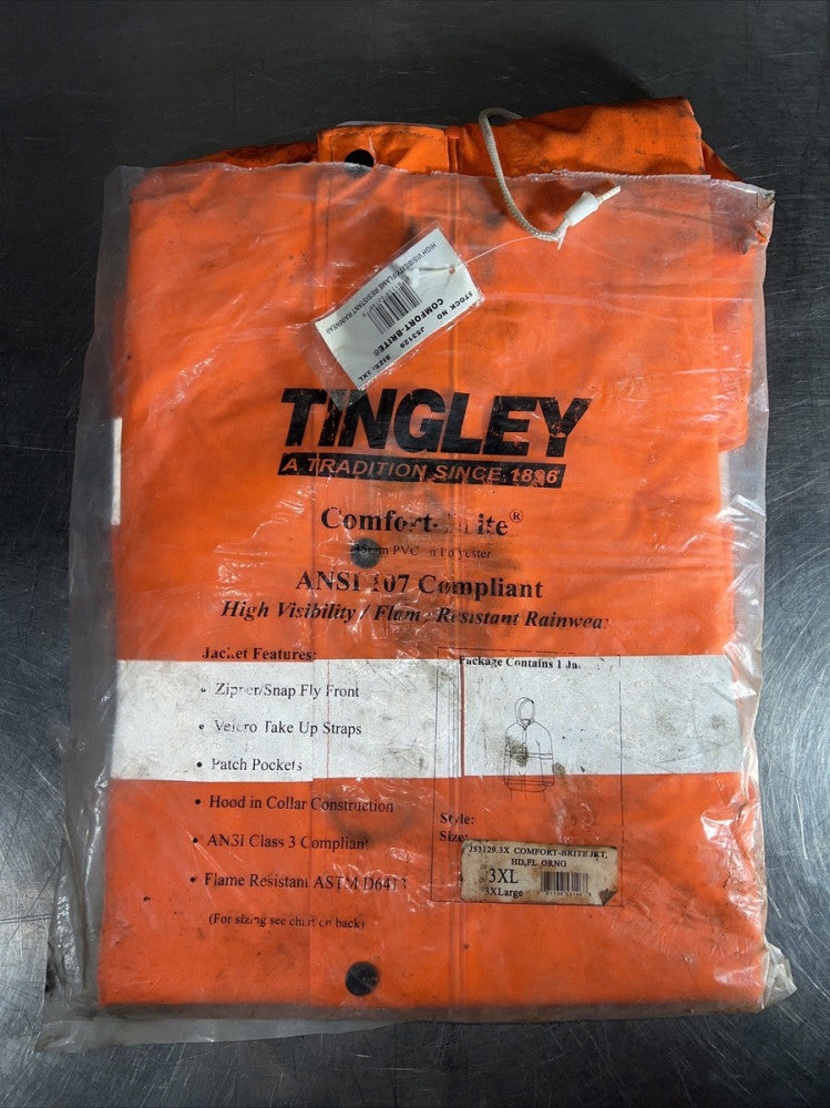 Nos Surplus Tingley J53129 Comfortbrite Flame Resistant Rain Jacket, Orange, 3Xl