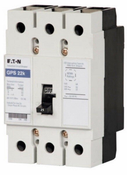 Eaton GPS3025 Definite Purpose Molded Case 25Amp, 3-Pole GPS Circuit Breaker 