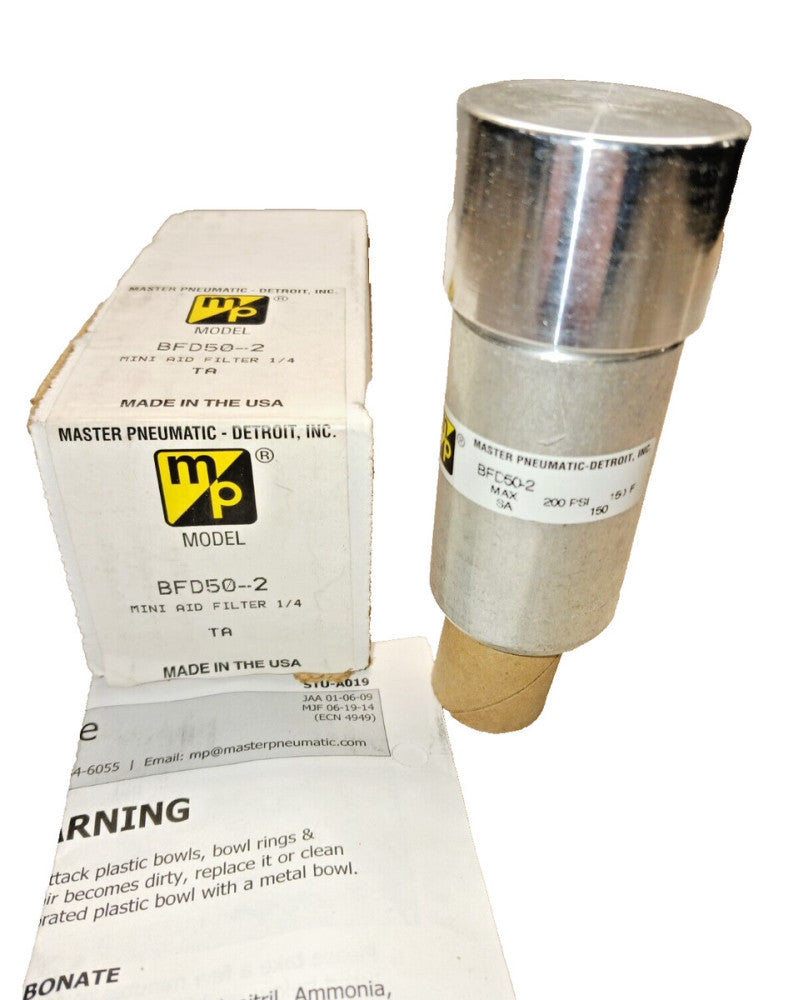 NEW MASTER PNEUMATICS 1/4" MINI AID FILTER 200 PSI  BFD50-2