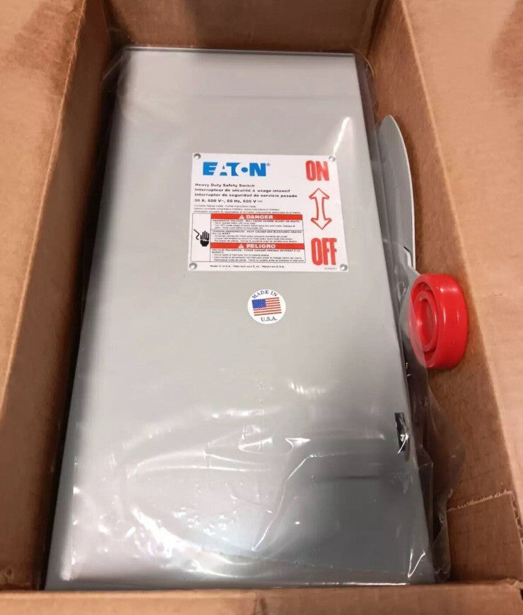EATON DH261URK 30 AMP SAFETY DISCONNECT SWITCH NEMA 3R 2 POLE NON-FUSED 600V Nos