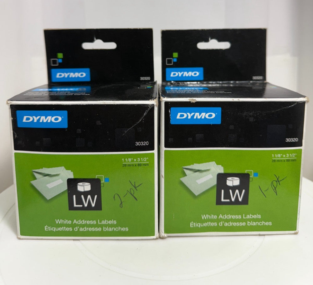 (3 Rolls) DYMO 30320 White Address Labels 1-1/8" x 3-1/2"