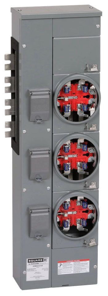 New Square D EZMH313125 Ringless Meter Stack Branch Unit 125 Amp 5 Jaw 3Ø/1Ø