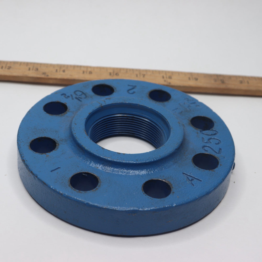 Anvil Threaded Flange 250 psi Class 250 Cast Iron Galvanized Blue 2"x 6-1/2"