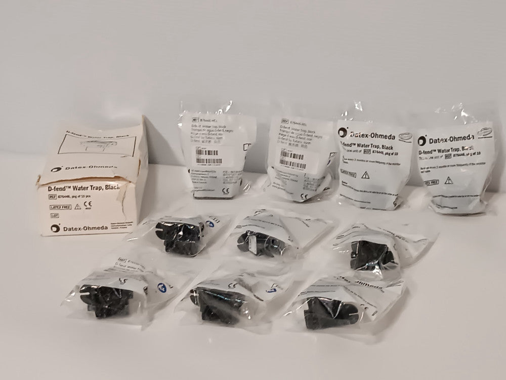 10 Count Box of Datex-Ohmeda D-fend 876446 Water Traps, Black, Latex Free