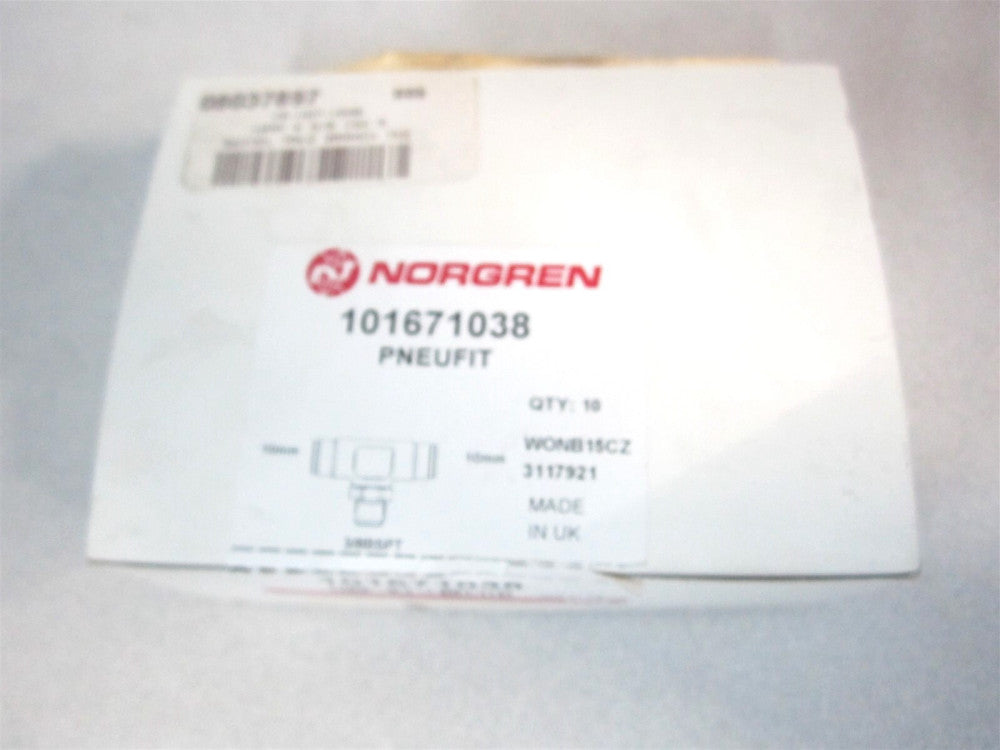 Norgren (101671038) 10.00 mm 260 psi Push-to-Connect Swivel Tee Adapter - Qty 10