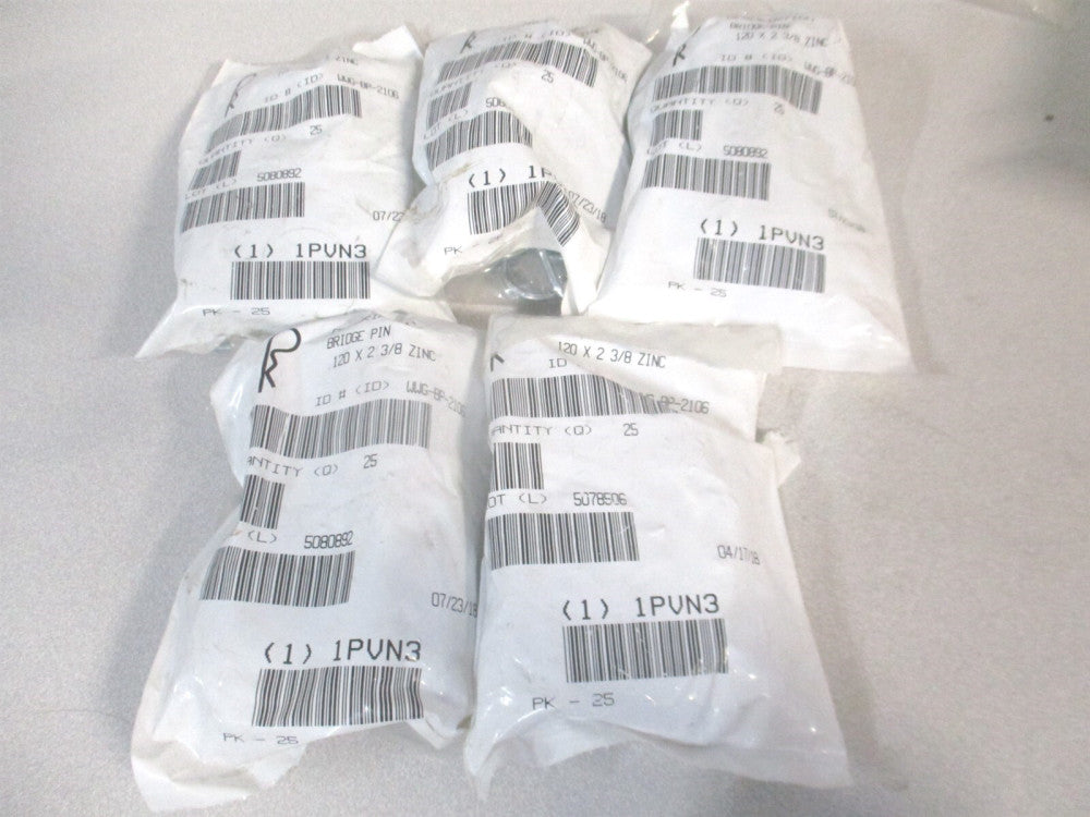 1/8" x 2-3/8" OAL Carbon Steel Zinc Plated Retaining Cotter Pin 25ct. - Lot of 5