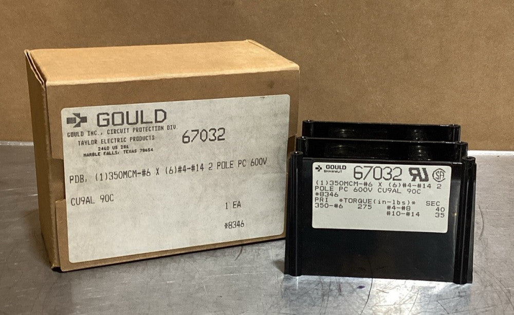 Gould Pdb 67032 2 pole pc 600v cu9al 90c *8346