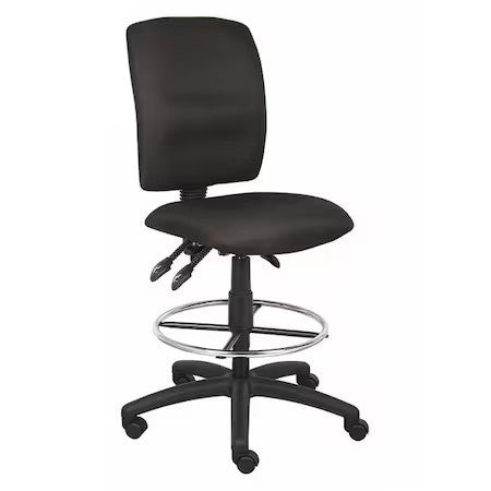 Zoro Select 453A10 Fabric Drafting Chair, 29 1/2-, No Arm, Black